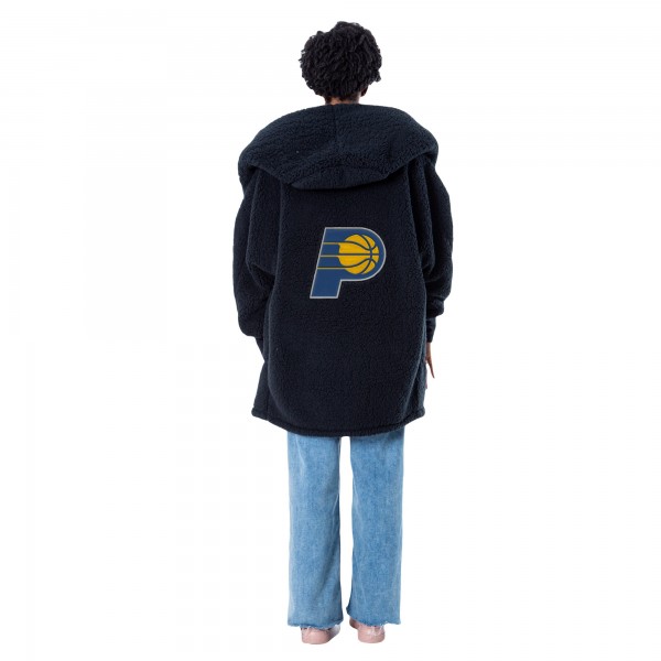 Unisex Indiana Pacers The Best Lounger in the World By Jill Martin Black Oversized Open-Front Hoodie Sweater