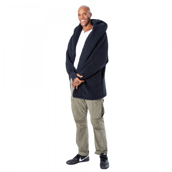Свитер с капюшоном The Best Lounger in the World By Jill Martin Los Angeles Lakers Unisex Black Oversized Open-Front