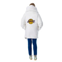 Свитер с капюшоном The Best Lounger in the World By Jill Martin Los Angeles Lakers Unisex Cream Oversized Open-Front