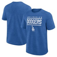 Los Angeles Dodgers Logo Athletic Heather Royal Top Notch T-Shirt