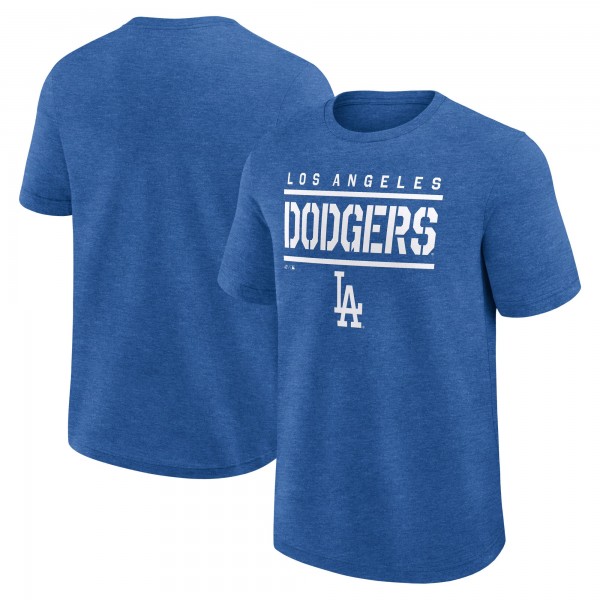 Los Angeles Dodgers Logo Athletic Heather Royal Top Notch T-Shirt