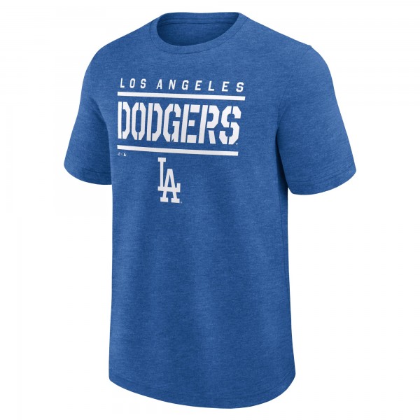 Los Angeles Dodgers Logo Athletic Heather Royal Top Notch T-Shirt