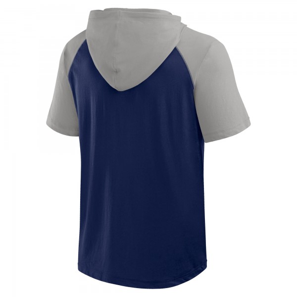 New York Yankees Logo Athletic Navy Prime Raglan Short Sleeve Hoodie T-Shirt