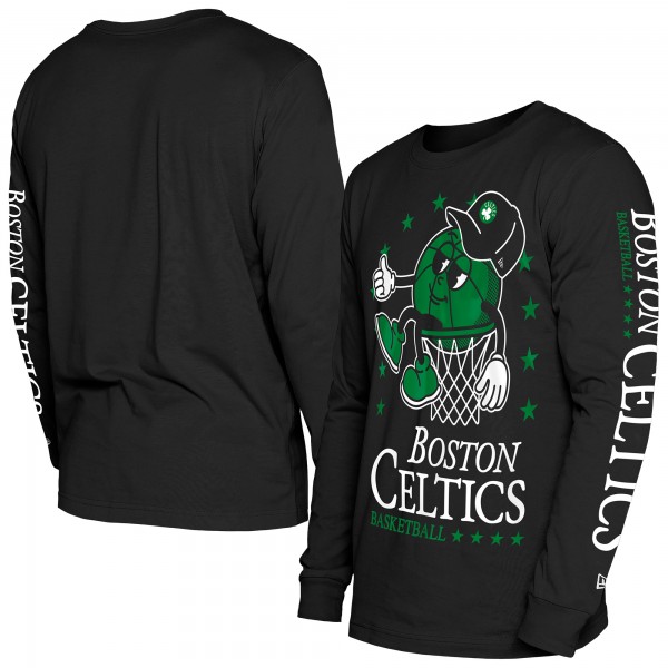 Boston Celtics New Era Black Old School Sport Long Sleeve T-Shirt