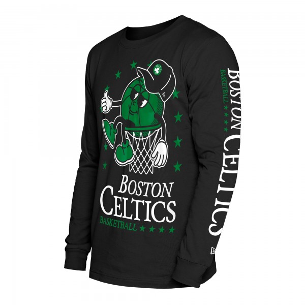Boston Celtics New Era Black Old School Sport Long Sleeve T-Shirt