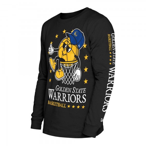 Golden State Warriors New Era Black Old School Sport Long Sleeve T-Shirt