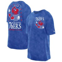 Philadelphia 76ers New Era Royal Old School Sport Enzyme Wash Oversized T-Shirt