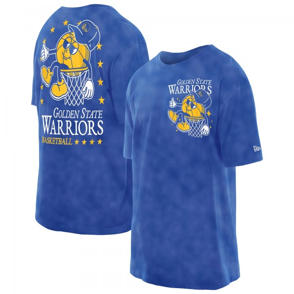 Golden State Warriors New Era Royal Old School Sport Enzyme Wash Oversized T-Shirt