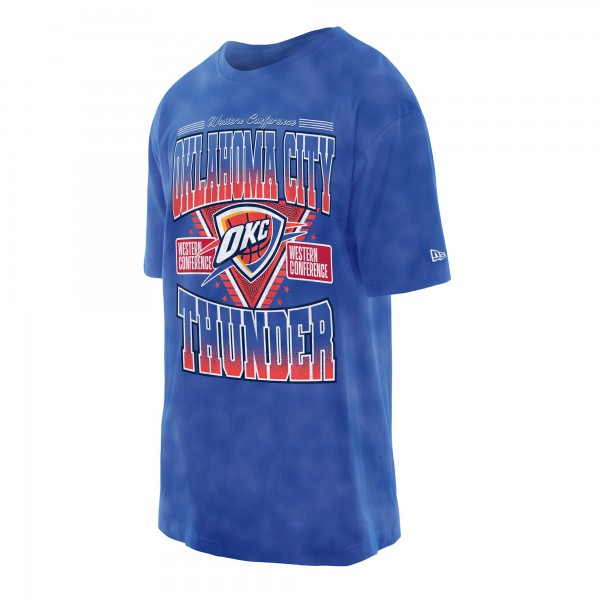 Футболка Oklahoma City Thunder New Era Blue Old School Sport Vintage Wash