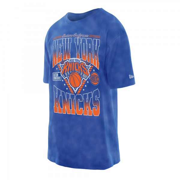 New York Knicks New Era Blue Old School Sport Vintage Wash T-Shirt