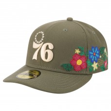 Бейсболка Philadelphia 76ers New Era Olive Tonal Florals 59FIFTY