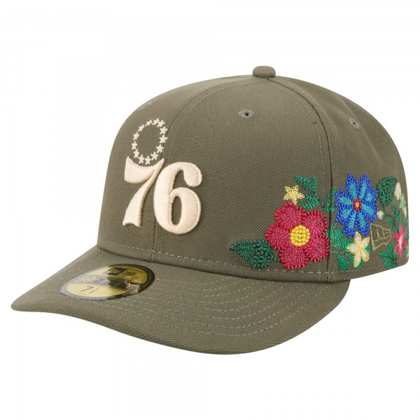 Бейсболка Philadelphia 76ers New Era Olive Tonal Florals 59FIFTY