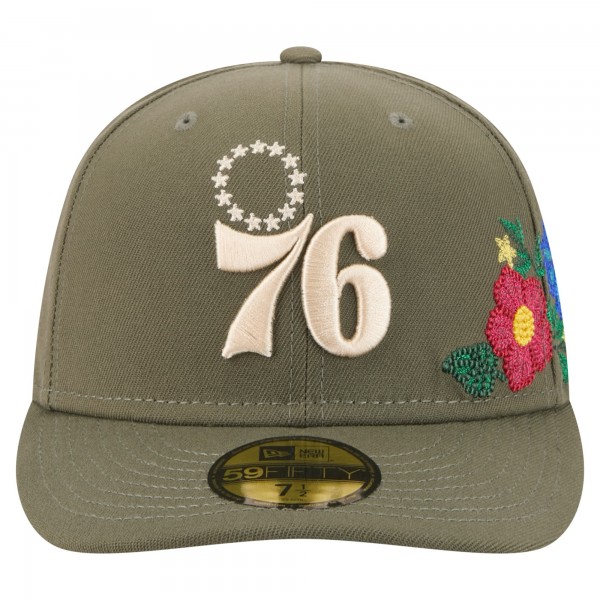 Бейсболка Philadelphia 76ers New Era Olive Tonal Florals 59FIFTY