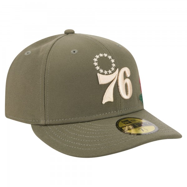 Бейсболка Philadelphia 76ers New Era Olive Tonal Florals 59FIFTY
