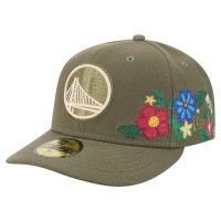 Бейсболка Golden State Warriors New Era Olive Tonal Florals 59FIFTY