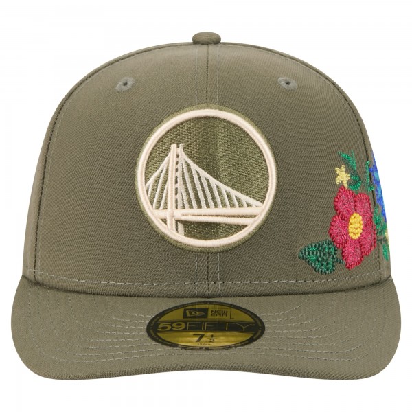 Бейсболка Golden State Warriors New Era Olive Tonal Florals 59FIFTY