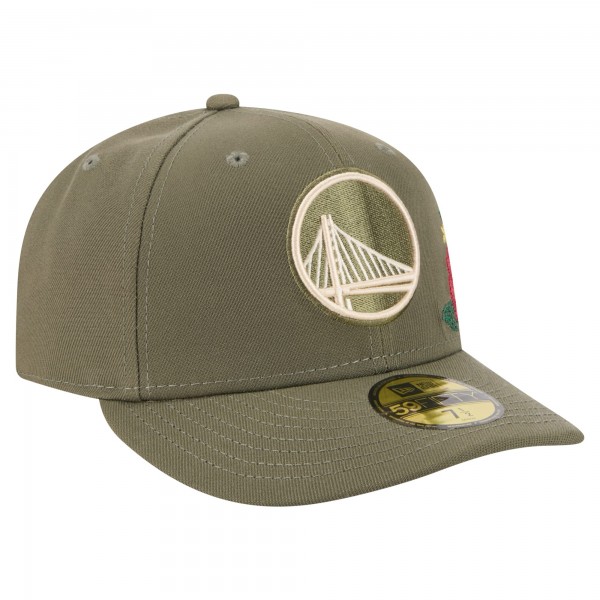 Бейсболка Golden State Warriors New Era Olive Tonal Florals 59FIFTY