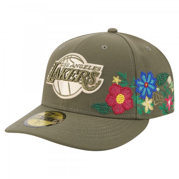 Бейсболка Los Angeles Lakers New Era Olive Tonal Florals 59FIFTY