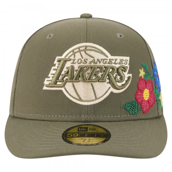 Бейсболка Los Angeles Lakers New Era Olive Tonal Florals 59FIFTY