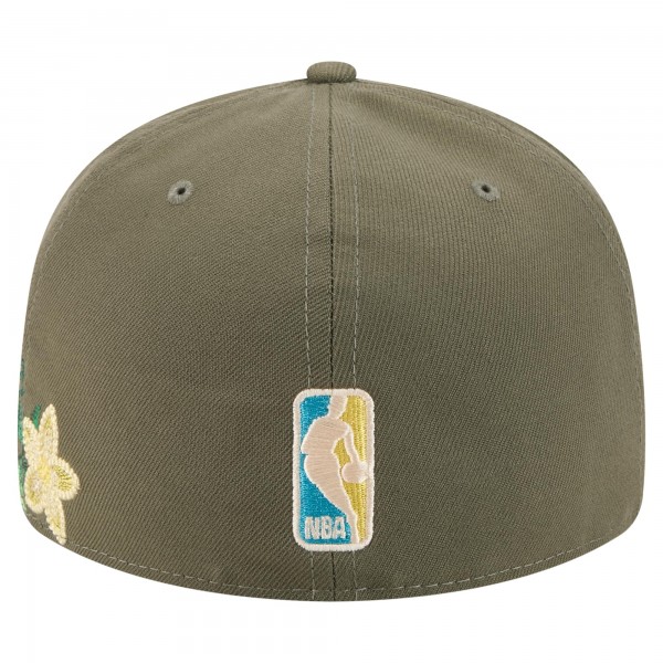 Бейсболка Los Angeles Lakers New Era Olive Tonal Florals 59FIFTY