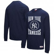 New York Yankees Mitchell & Ness Navy Arched Logo Slub Long Sleeve T-Shirt