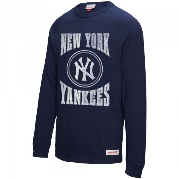 New York Yankees Mitchell & Ness Navy Arched Logo Slub Long Sleeve T-Shirt