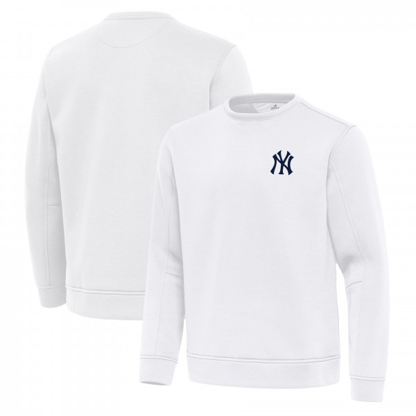 New York Yankees Antigua White Relevant Lightweight Pullover Sweatshirt