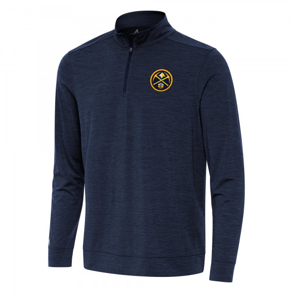 Denver Nuggets Antigua Heather Navy Bright Quarter-Zip Top