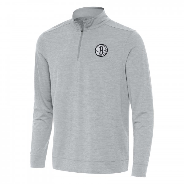 Кофта на короткой молнии Brooklyn Nets Antigua Bright - Heather Gray