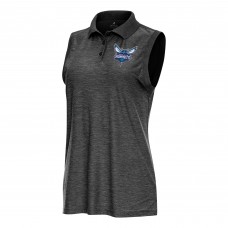 Поло WoCharlotte Hornets Antigua Heather Black Recap Sleeveless
