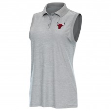 WoChicago Bulls Antigua Heather Gray Recap Sleeveless Polo