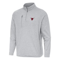Кофта на короткой молнии Chicago Bulls Antigua Heather Gray Certain Tri-Blend