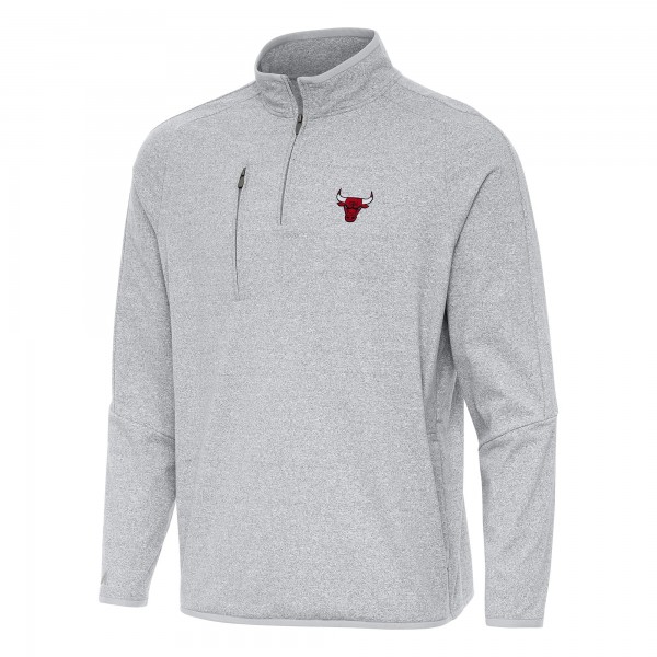 Кофта на короткой молнии Chicago Bulls Antigua Heather Gray Certain Tri-Blend