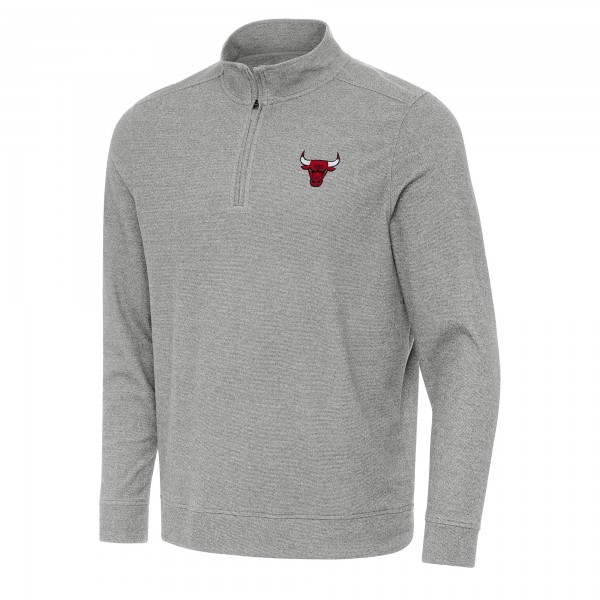 Кофта на короткой молнии Chicago Bulls Antigua Heather Gray Subtle
