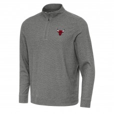 Chicago Bulls Antigua Heather Black Subtle Quarter-Zip Sweatshirt