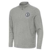 Кофта на короткой молнии Brooklyn Nets Antigua Heather Gray Subtle