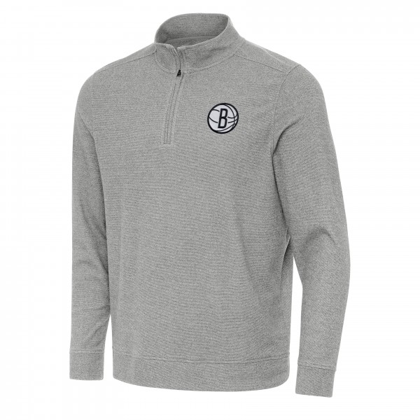 Кофта на короткой молнии Brooklyn Nets Antigua Heather Gray Subtle