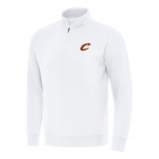 Cleveland Cavaliers Antigua White Victory Quarter-Zip Mock Sweatshirt