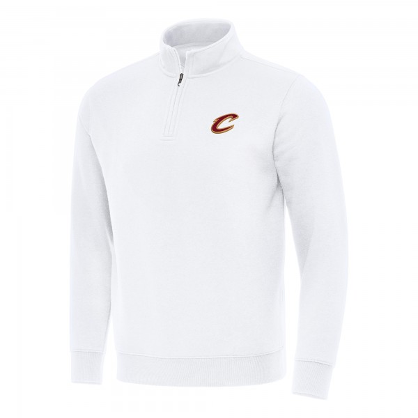 Cleveland Cavaliers Antigua White Victory Quarter-Zip Mock Sweatshirt