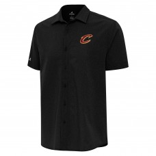 Cleveland Cavaliers Antigua Black Activate Woven Short Sleeve Button-Up Shirt