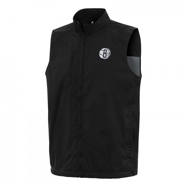 Brooklyn Nets Antigua Black Brisk Full-Zip Vest