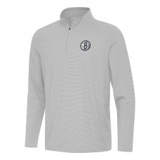 Brooklyn Nets Antigua Twine Quarter-Zip Top - Gray