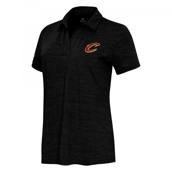 Женская Cleveland Cavaliers Antigua Heather Black Layout V-Neck Polo