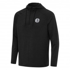Толстовка на короткой молнии Brooklyn Nets Antigua Spikes Raglan - Heather Black