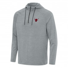 Толстовка на короткой молнии Chicago Bulls Antigua Heather Gray Spikes Raglan
