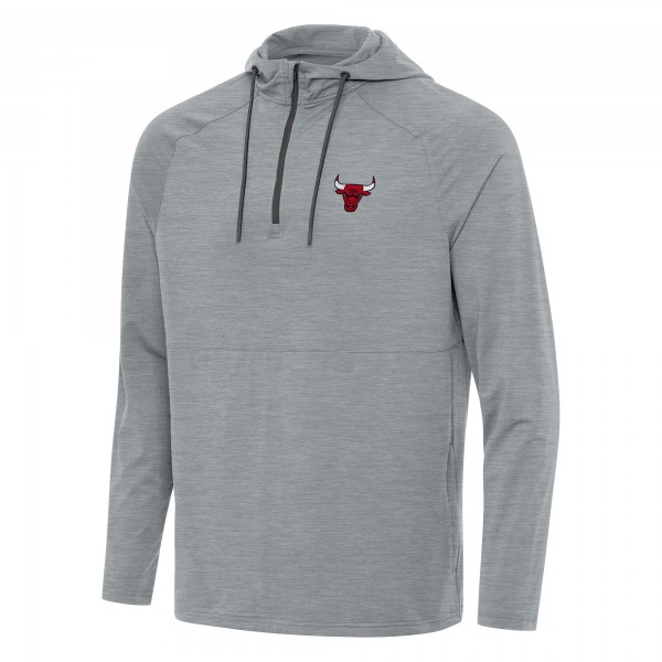 Толстовка на короткой молнии Chicago Bulls Antigua Heather Gray Spikes Raglan