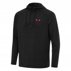 Толстовка на короткой молнии Chicago Bulls Antigua Heather Black Spikes Raglan