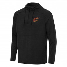 Cleveland Cavaliers Antigua Heather Black Spikes Raglan Quarter-Zip Hoodie