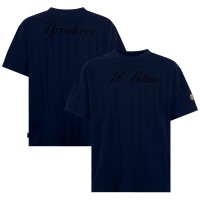 New York Yankees x AC Milan Navy Vertical Ribbed Script T-Shirt