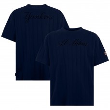 New York Yankees x AC Milan Navy Vertical Ribbed Script T-Shirt